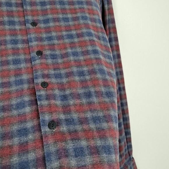 Culturata Size XL Plaid Button Up Shirt Long Sleeve Brushed Cotton Red Blue - Picture 8 of 12